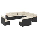 vidaXL Salon de jardin avec coussins 13 Pièces noir résine tressée