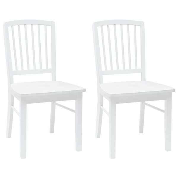 vidaXL Chaises de salle à manger 2 pc Bois de Caoutchouc Massif Blanc