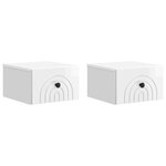 vidaXL Cabinet de chevet mural 2 Pièces Blanc brillant 33 x 34 5 x 20 cm
