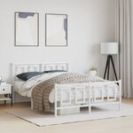 vidaXL Cadre de lit métal sans matelas et pied de lit blanc 140x200 cm