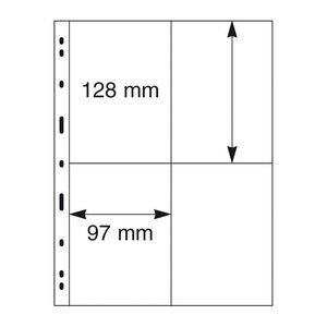 Feuilles Uniplate Lindner noires à 4 poches pour blocs  carnets de timbres.