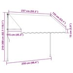 vidaXL Auvent manuel rétractable avec LED 250 cm Blanc et orange