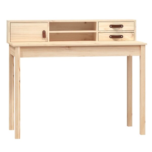 Bureau table poste de travail meuble d'ordinateur informatique étude 110 x 50 x 93 cm bois massif de pin brun 02_0023370