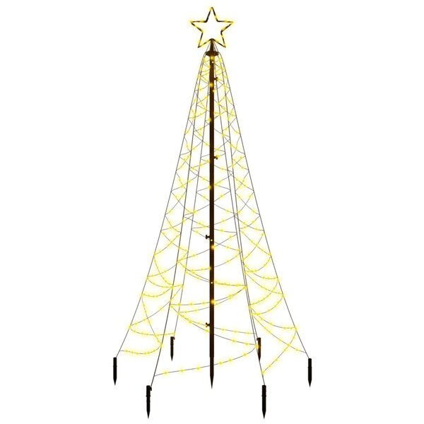 vidaXL Sapin de Noël avec piquet Blanc chaud 200 LED 180 cm