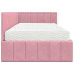vidaXL Cadre de lit d'angle avec matelas Rose 90 x 190 cm Velours