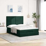 vidaXL Cadre de lit ottoman avec matelas vert foncé 140x200 cm velours