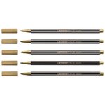 Stylo feutre Pen 68 metallic pointe moyenne or x 5 STABILO