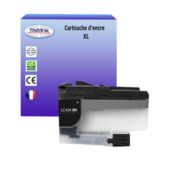 T3AZUR- Cartouche compatible avec Brother LC424 pour Brother DCP-J1200  DCP-J1200DW  DCP-J1200W  DCP-J1200WE Noire