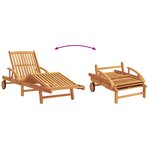 vidaXL Chaises Longues 2 Pièces avec coussins et roues Beige Bois massif d'acacia