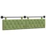 vidaXL Tête de lit suspendue Avec lumière LED Vert clair Velours