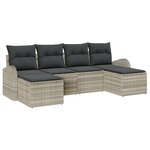 vidaXL Ensemble de canapé de jardin 6 pièces avec coussins gris clair en rotin synthétique