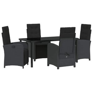 vidaXL Ensemble de salle à manger pour jardin 5 Pièces Noir polyrotin