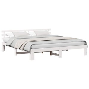 vidaXL Cadre de lit avec tête de lit Blanc 180 x 200 cm Pin massif