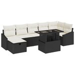 vidaXL Canapé de jardin 8 pièces avec coussins  noir en poly rotin