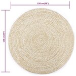 vidaXL Tapis fait à la main Jute Blanc et naturel 150 cm