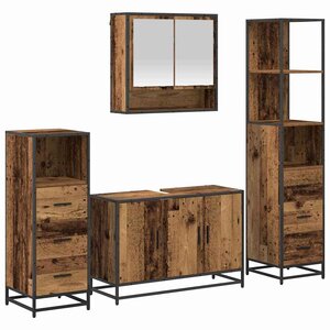 vidaXL Ensemble de mobilier de salle de bain 4 Pièces Bois Ancien
