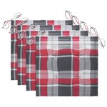 vidaXL Chaises à dîner 4Pièces avec coussins à carreaux rouge Teck solide