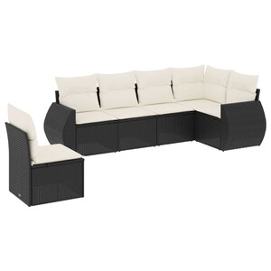 vidaXL Salon de jardin 6 Pièces avec coussins noir résine tressée