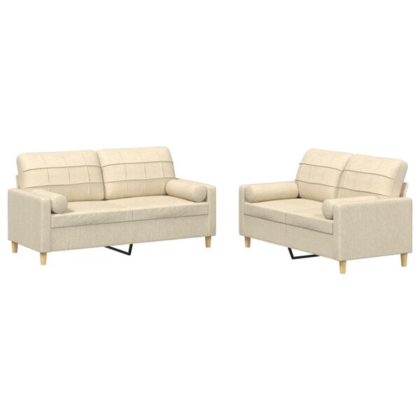 vidaXL Ensemble de canapés 2 Pièces avec coussins crème tissu