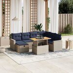 vidaXL Salon de jardin 8 Pièces avec coussins gris résine tressée