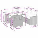 vidaXL Salon de jardin 6 Pièces avec coussins noir résine tressée acacia