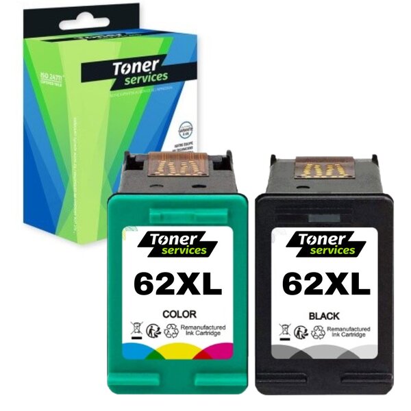 Compatible HP 62XL Pack 2 cartouches Noire et couleurs (N9J71AE)
