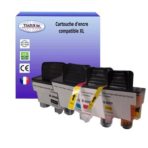 T3AZUR Lot de 4 Cartouches compatibles avec Brother LC900 (Noir+Couleur) -T3AZUR