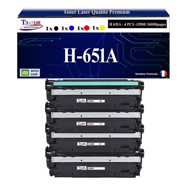 T3AZUR - 4x Toners compatibles avec HP 651A compatible avec HP Color LaserJet Enterprise 700 color MFP M775dn  M775f  M775z  CP5525