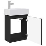 vidaXL Meuble de salle de bain avec robinet Noir 45 5 x 22 5 x 84 cm