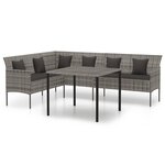vidaXL Ensemble à manger de jardin et coussins 2 Pièces gris rotin