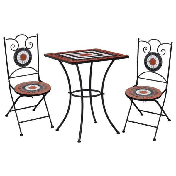 vidaXL Ensemble de bistro mosaïque 3 Pièces Carreaux Terre cuite et blanc