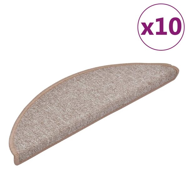 vidaXL Tapis d'escalier 10 Pièces 56x17x3 cm Marron clair