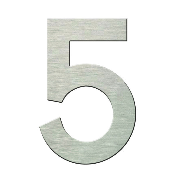 Numéro 5-Numéro adhésif pour boîtes aux lettres - Vinyle épais texturé, hauteur 50 mm - Inox Brossé