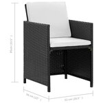vidaXL Ensemble à manger d'extérieur 5 Pièces coussin Résine tressée Noir
