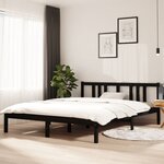 vidaXL Cadre de lit Noir Bois massif 150x200 cm Très grand