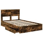 vidaXL Lit de Rangement Chêne fumé 135 x 190 cm Bois d'ingénierie