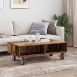 vidaXL Table d'appoint avec roues Bois ancien 90 x 50 x 30 cm