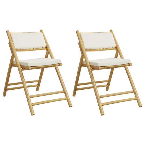 vidaXL Chaises de bistro pliantes lot de 2 et coussins blanc crème
