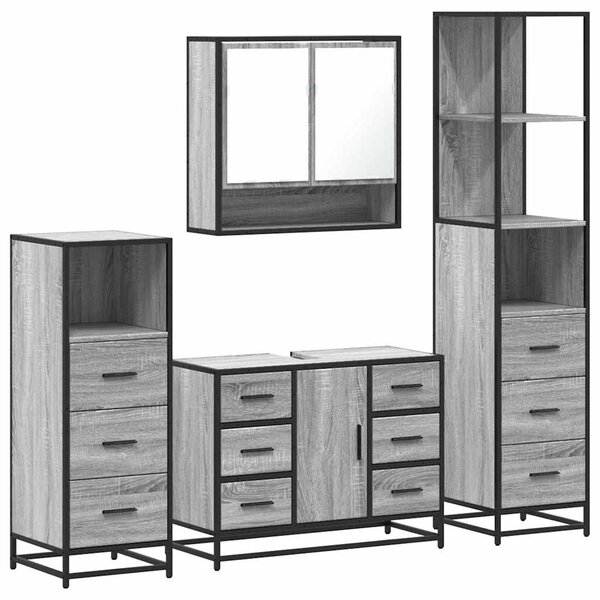 vidaXL Ensemble de meubles de salle de bain 4 Pièces sonoma gris