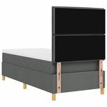 vidaXL Lit à ressorts avec matelas et LED Gris foncé 100x200 cm Tissu