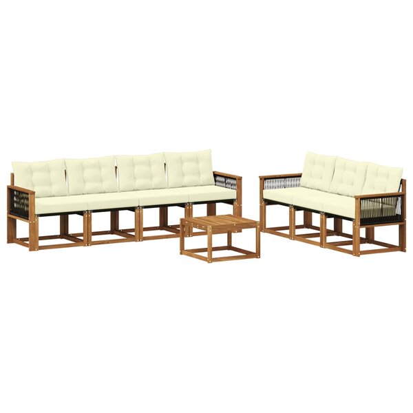 vidaXL Ensemble de canapés d'extérieur 8 pc Naturel et Crème