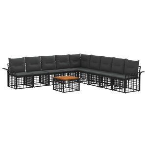 vidaXL Ensemble de canapés d'extérieur 10 Pièces Noir et Gris foncé