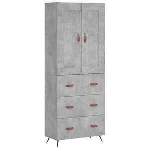 vidaXL Buffet haut Gris béton 69 5x34x180 cm Bois d'ingénierie