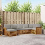 vidaXL Ensemble de canapé d'angle 7 Pièces Gris Naturel et Clair