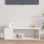 vidaXL Meuble TV Blanc brillant 100x24x32 cm Bois d'ingénierie