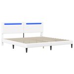 vidaXL Cadre de lit avec bandes LED Blanc 200 x 200 cm Simili cuir