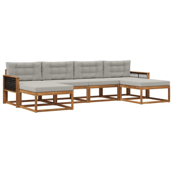 vidaXL Ensemble de canapés d'extérieur 6 Pièces Naturel et gris clair