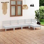 vidaXL Salon de jardin 5 Pièces Bois de pin massif Blanc