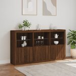 vidaXL Buffet avec lumières LED chêne marron 181 5x37x100 cm