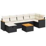 vidaXL Salon de jardin 8 Pièces avec coussins noir résine tressée